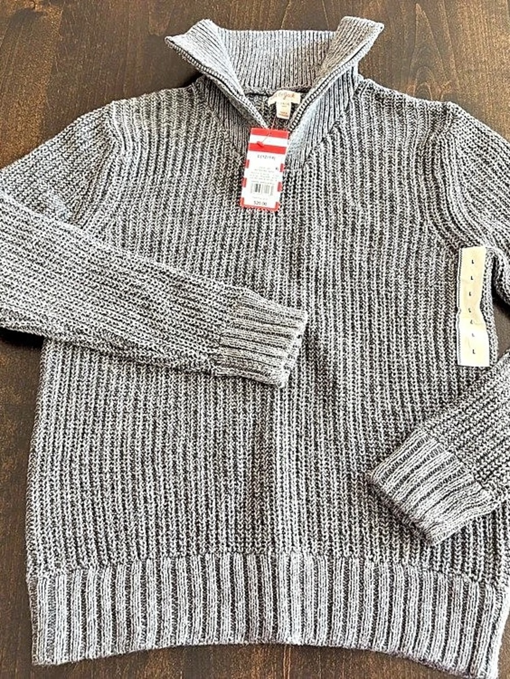 Cat & Jack Boys Ribbed 1/4 Zip Pullover Sweater Gray Large (12/14)
